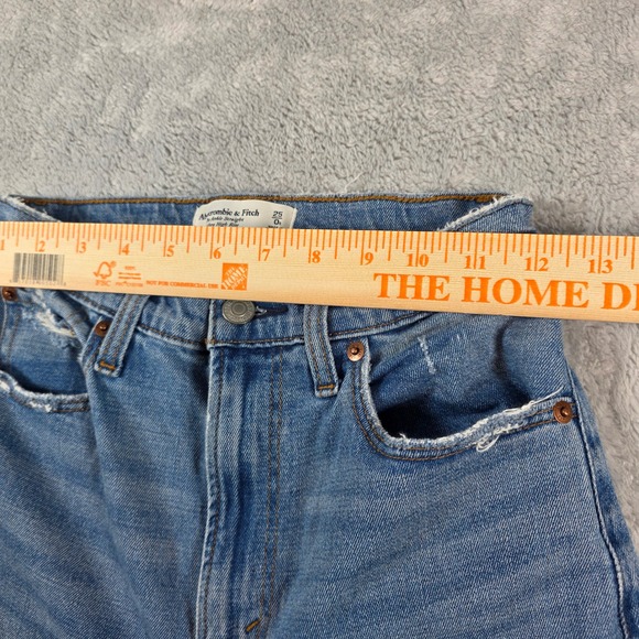 Abercrombie & Fitch Ultra High Rise Ankle Straight Jeans Blue 25 / 0R Raw Hem - Picture 6 of 9